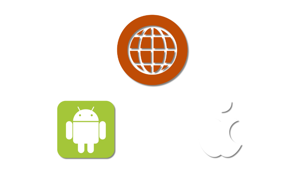 android, apple and web logo