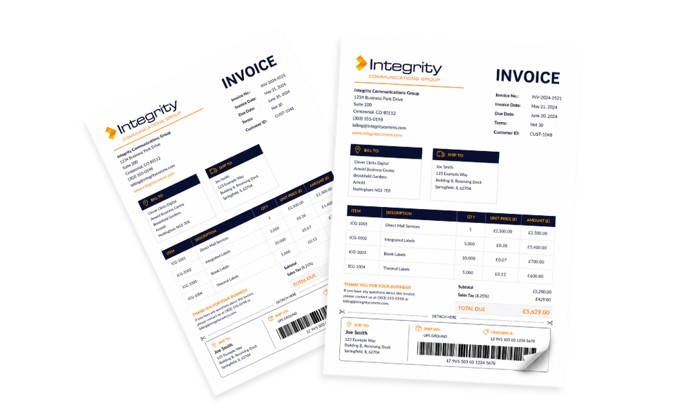 invoice integrated labels