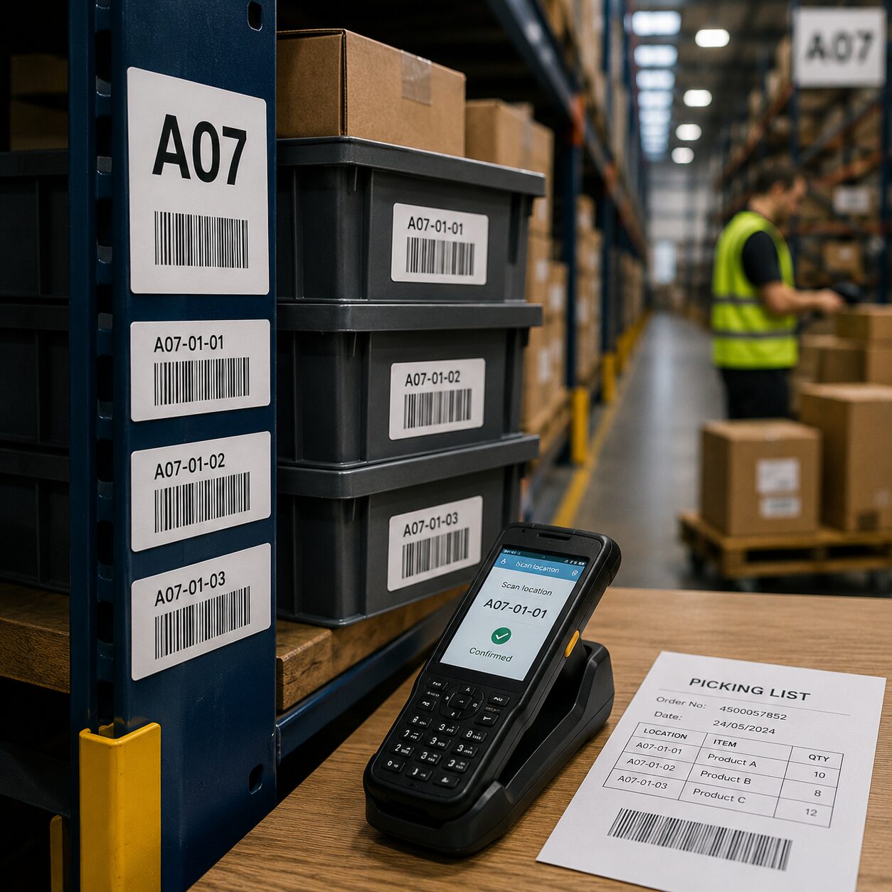 Barcode labels in warehouse picking