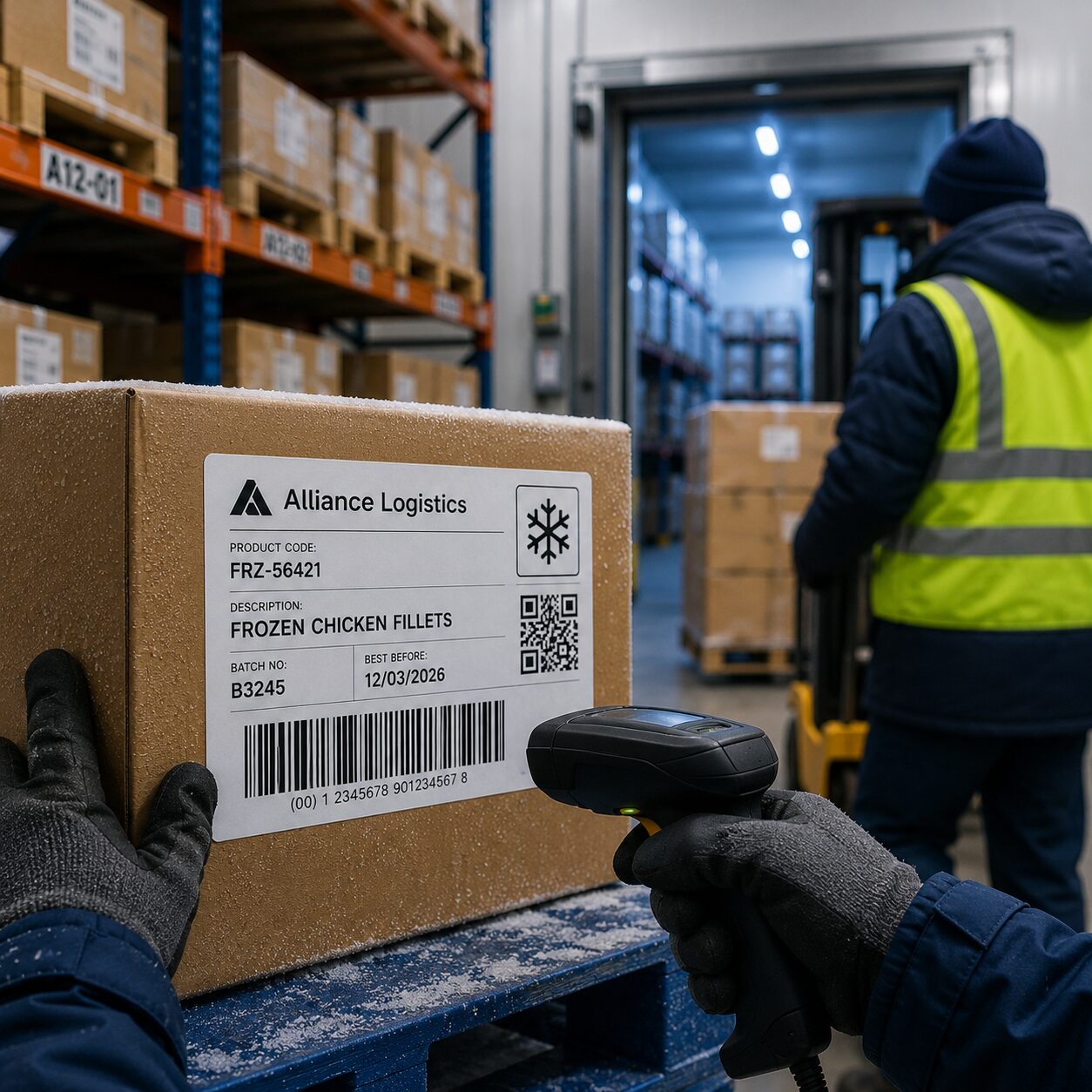 Scanning barcode label in warehouse