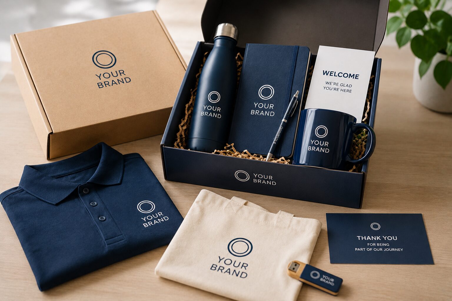 Sample branded merchandise welcome pack