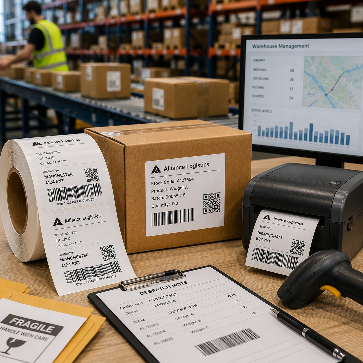 Warehouse packing and shipping station